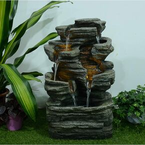 Multi-Level Rock Fountain W/4 WW LEDs in Saudi Arabia