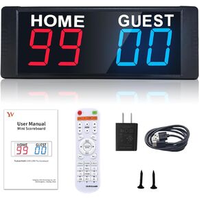 LED Portable Digital Scoreboard, Tabletop Electronic Scoreboard with Remote, Score Keeper for Games Cornhole/Basketball/Ping Pong/Shuffleboard/Tennis/Volleyball Indoor Outdoor