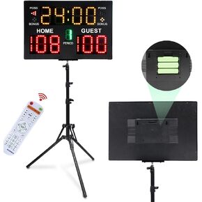 Basketball Scoreboard with Stand, Digital Scoreboard with Timer Clock, Portable Battery Powered Electronic Scoreboard with Remote for Baseball/Tennis/Soccer/Volleyball/Ping Pong Games