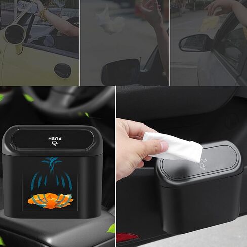 Car Trash Can Bin with Lid - 2 Packs Universal Vehicle Mini Leakproof Garbage Can Bin with 40pcs Trash Bags Car Organizers and Storage for Front Back Seat Accessories for Auto Office Home(Black) in Saudi Arabia