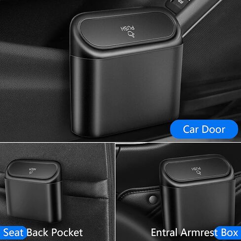 Car Trash Can Bin with Lid - 2 Packs Universal Vehicle Mini Leakproof Garbage Can Bin with 40pcs Trash Bags Car Organizers and Storage for Front Back Seat Accessories for Auto Office Home(Black) in Saudi Arabia