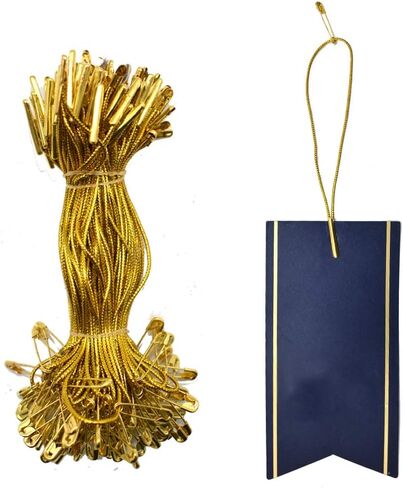 4.5" 500Pcs Hang Tag Fasteners Polyester Strings Safety Pin and Barb Easy and Fast to Attach (Golden) in Saudi Arabia