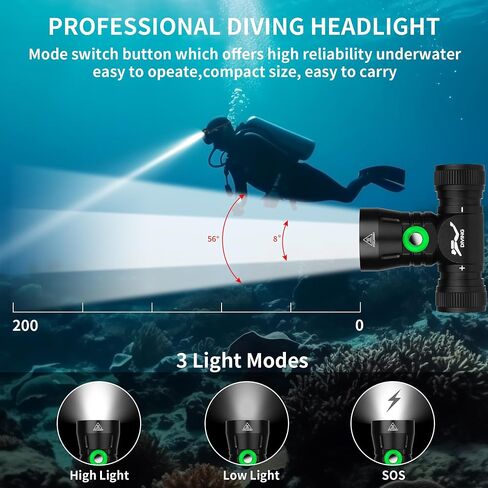 Scuba Diving Headlamp Super Bright Dive Light,Professional IPX8 Waterproof Dive Swimming Submarine Headlamps,3 Light Modes 5000 Lumens Underwater Safety Light for Caving,Snorkeling,Spearfishing in Saudi Arabia