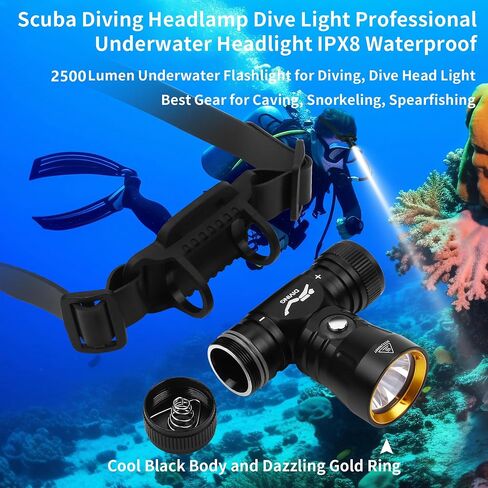 Scuba Diving Headlamp Super Bright Dive Light,Professional IPX8 Waterproof Dive Swimming Submarine Headlamps,3 Light Modes 5000 Lumens Underwater Safety Light for Caving,Snorkeling,Spearfishing in Saudi Arabia