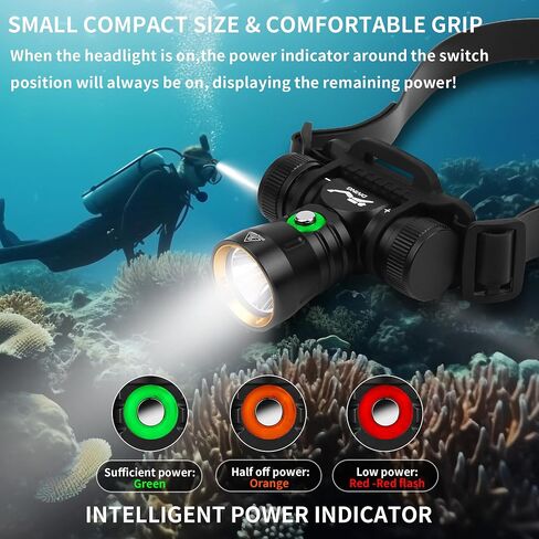 Scuba Diving Headlamp Super Bright Dive Light,Professional IPX8 Waterproof Dive Swimming Submarine Headlamps,3 Light Modes 5000 Lumens Underwater Safety Light for Caving,Snorkeling,Spearfishing in Saudi Arabia