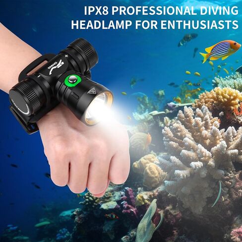 Scuba Diving Headlamp Super Bright Dive Light,Professional IPX8 Waterproof Dive Swimming Submarine Headlamps,3 Light Modes 5000 Lumens Underwater Safety Light for Caving,Snorkeling,Spearfishing in Saudi Arabia