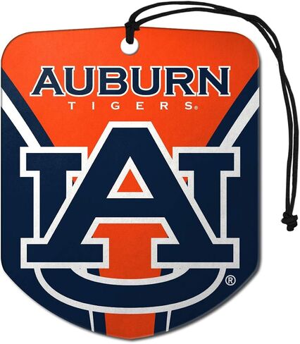 معطر هواء معلق للسيارة من FANMATS 61605 NCAA Auburn Tigers، عبوتان، رائحة ثلج سوداء، مزيل للرائحة، تصميم درع مع شعار الفريق in Saudi Arabia