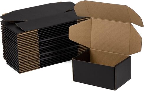 6x4x2 Inches Shipping Boxes Pack of 25, Packaging Corrugated Cardboard Mailer Boxes for Small Bussiness, Black in Saudi Arabia