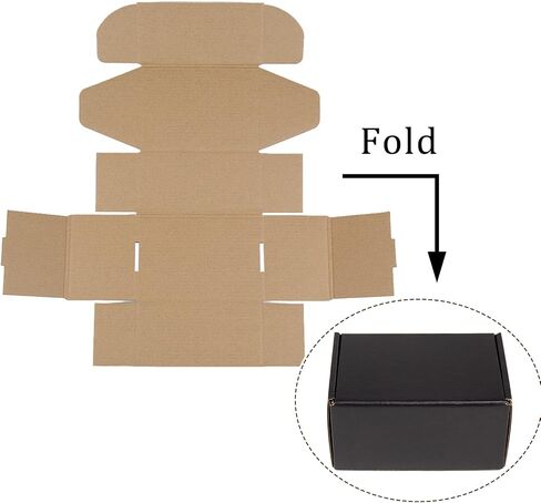 6x4x2 Inches Shipping Boxes Pack of 25, Packaging Corrugated Cardboard Mailer Boxes for Small Bussiness, Black in Saudi Arabia