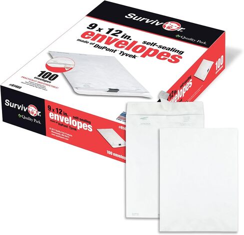 Quality Park Survivor R1580 Tyvek Mailer (صندوق من 100) وQuality Park Survivor خفيف الوزن 14 رطل Tyvek Open End 1.5 بوصة بريد توسيع in Saudi Arabia