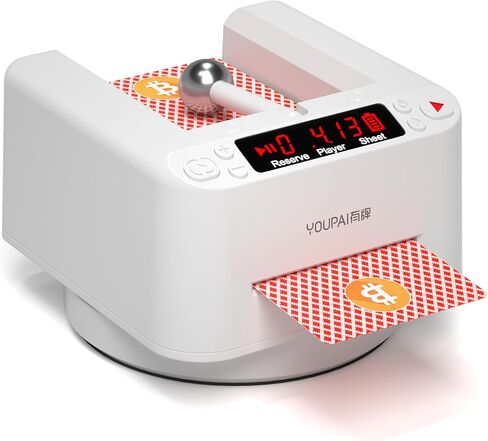 2-Deck Automatic Card Dealer, 360° Rotating Card Dealer Machine for Blackjack UNO Casino Games, Anti-Cheating Rechargeable Card Dispenser, Touch to Pause in Saudi Arabia