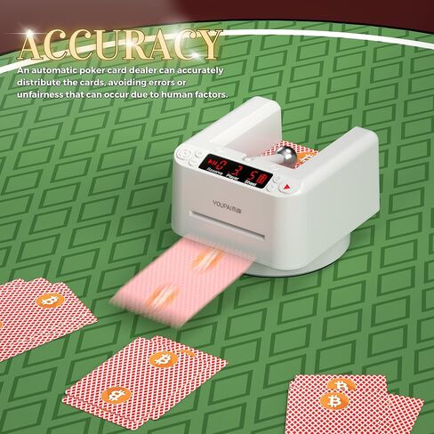 2-Deck Automatic Card Dealer, 360° Rotating Card Dealer Machine for Blackjack UNO Casino Games, Anti-Cheating Rechargeable Card Dispenser, Touch to Pause in Saudi Arabia