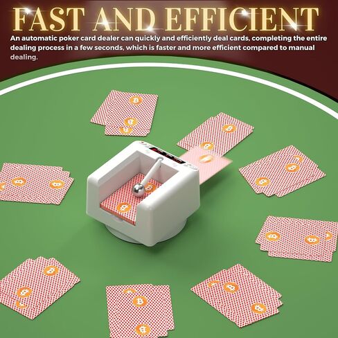 2-Deck Automatic Card Dealer, 360° Rotating Card Dealer Machine for Blackjack UNO Casino Games, Anti-Cheating Rechargeable Card Dispenser, Touch to Pause in Saudi Arabia