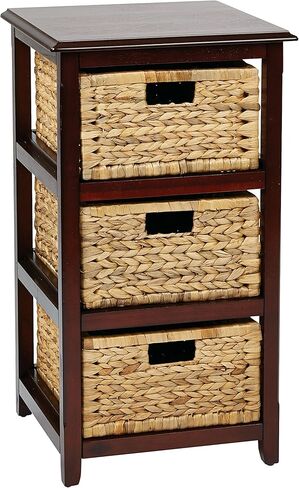 OSP Home Furnishings Seabrook وحدة تخزين من طبقتين مع سلال طبيعية، لمسة نهائية بيضاء in Saudi Arabia