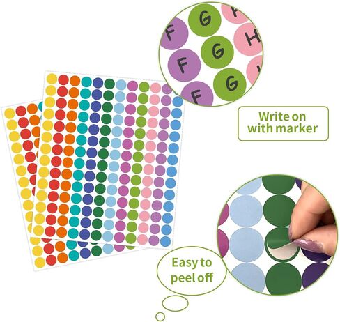 REGELETO 3360 PCS 0.75 Inch 12 Colors Round Colored Dot Stickers for Toddlers Teaching Papers, Color Coding Labels, Circle Dots Stickers for Office and Student Classroom (20 Sheets) in Saudi Arabia