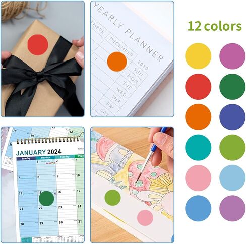 REGELETO 3360 PCS 0.75 Inch 12 Colors Round Colored Dot Stickers for Toddlers Teaching Papers, Color Coding Labels, Circle Dots Stickers for Office and Student Classroom (20 Sheets) in Saudi Arabia