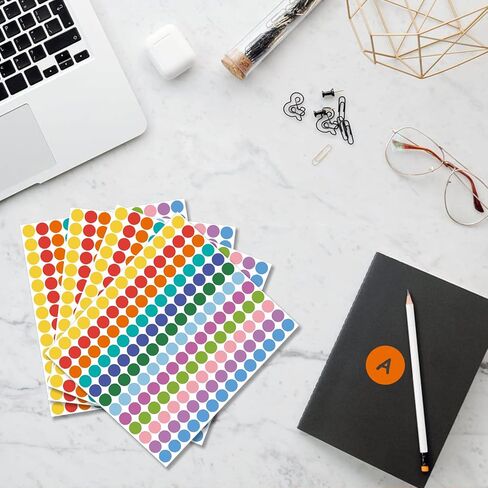 REGELETO 3360 PCS 0.75 Inch 12 Colors Round Colored Dot Stickers for Toddlers Teaching Papers, Color Coding Labels, Circle Dots Stickers for Office and Student Classroom (20 Sheets) in Saudi Arabia