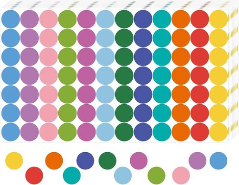 REGELETO 3360 PCS 0.75 Inch 12 Colors Round Colored Dot Stickers for Toddlers Teaching Papers, Color Coding Labels, Circle Dots Stickers for Office and Student Classroom (20 Sheets) in Saudi Arabia