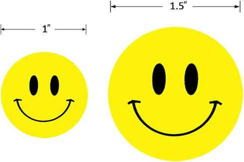 ملصقات Happy Face رول ملصقات ورقية ذات نقاط دائرية وملصقات مكافآت للمعلمين 500 قطعة في كل لفة (1 بوصة أصفر) in Saudi Arabia