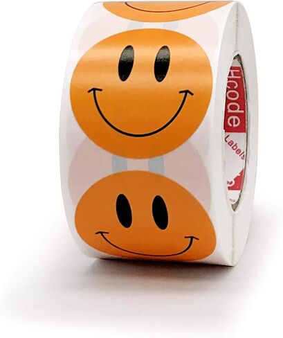 ملصقات Happy Face رول ملصقات ورقية ذات نقاط دائرية وملصقات مكافآت للمعلمين 500 قطعة في كل لفة (1 بوصة أصفر) in Saudi Arabia