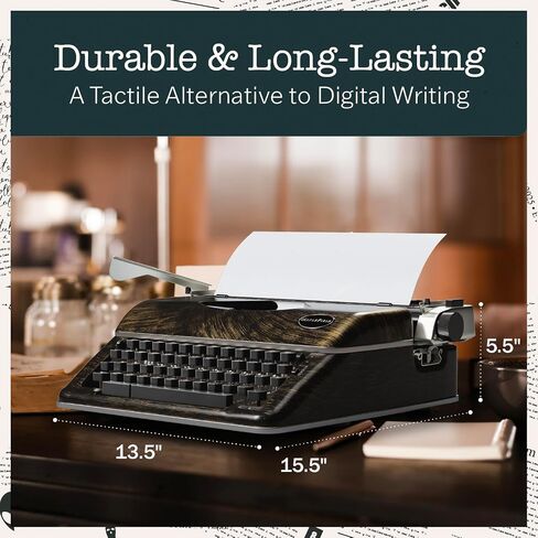 آلة كاتبة Maplefield Vintage - آلة كاتبة عتيقة - ديكور طاولة لطيف للمنزل أو المكتب - إعداد سهل - يناسب أوراق ورقية قياسية مقاس 8 × 11 بوصة (برونزية عتيقة) in Saudi Arabia