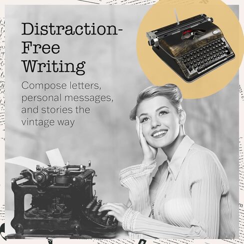 آلة كاتبة Maplefield Vintage - آلة كاتبة عتيقة - ديكور طاولة لطيف للمنزل أو المكتب - إعداد سهل - يناسب أوراق ورقية قياسية مقاس 8 × 11 بوصة (برونزية عتيقة) in Saudi Arabia