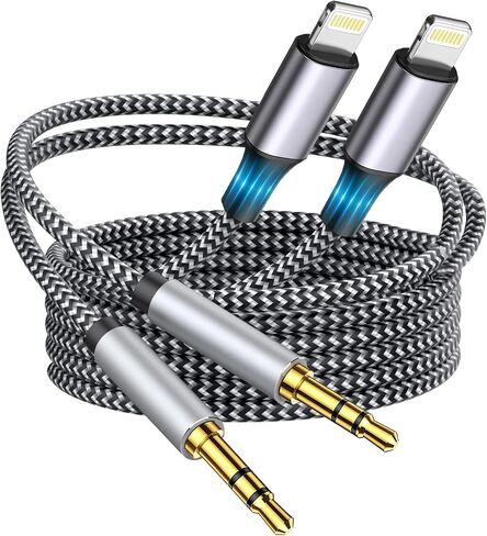Apple MFi Certified Aux Cord for iPhone, Lightning to 3.5mm Jack Nylon Braided Audio Cable for iPhone 14 13 12 11 XS XR X 8 7 6 iPad to Car/Home Stereo/Headphone/Speaker, Headphone in Kuwait