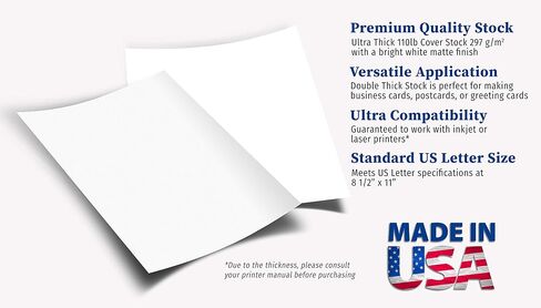 110lb Cover Ultra Heavyweight Double Thick Cardstock - Bright White - 8.5" x 11" - For Inkjet/Laser Printers (200 Sheets) in Saudi Arabia