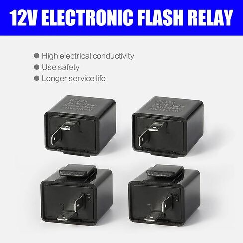 ZKFAR 4 PCS Adjustable LED Electronic Flasher Relay, 2 Pin Electronic Turn Signal Flasher Relay, Electronic Automotive Replacement Flashers for Car LED Flash Relays (Black) in Saudi Arabia