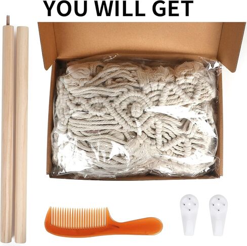 Lokeisna Macrame للتعليق على الحائط، نسيج منسوج باللون البيج والورد المغبر مصنوع يدويًا لتزيين الحائط من Macrame، معرض وحضانة، مقاس 37.4 بوصة طول × 27.5 بوصة عرض in Kuwait