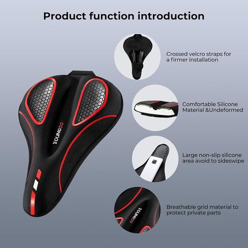 YOUNGDO Bike Seat Cushion with Waterproof Gel Bike Seat Cover, 2PCS/Set, 11.2" x7.4, Bicycle Seat Cushion for Narrow Bike Seat, Shock Absorbing, Bike Cushion Fit for Peloton, BMX, MTB & Road, Velcro in Saudi Arabia