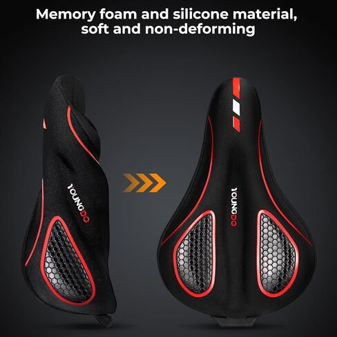 YOUNGDO Bike Seat Cushion with Waterproof Gel Bike Seat Cover, 2PCS/Set, 11.2" x7.4, Bicycle Seat Cushion for Narrow Bike Seat, Shock Absorbing, Bike Cushion Fit for Peloton, BMX, MTB & Road, Velcro in Saudi Arabia