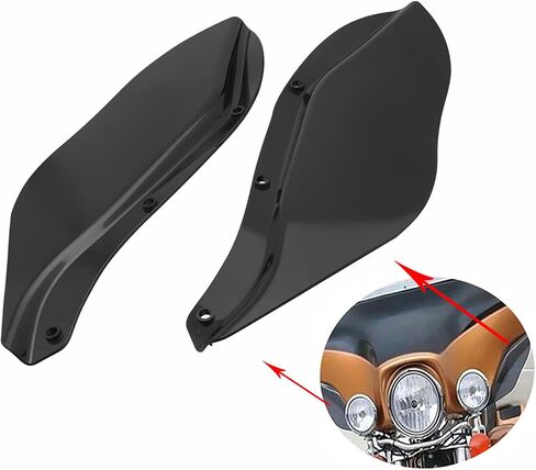 Twilight Garage قطعتان من عاكسات الهواء الانسيابية وأجنحة جانبية للزجاج الأمامي وغطاء جانبي متوافق مع Harley Davidson Street Glide Electra Glide Tri Glide 1996-2013 in Saudi Arabia
