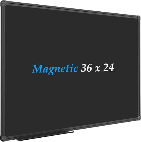 JILoffice Magnetic Black Chalkboard/Black Board 36 x 24 Inch, Black Aluminum Frame Board with Marker Tray for Office Home and School, Best Choice for Note and Art in Saudi Arabia