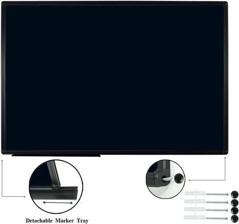 JILoffice Magnetic Black Chalkboard/Black Board 36 x 24 Inch, Black Aluminum Frame Board with Marker Tray for Office Home and School, Best Choice for Note and Art in Saudi Arabia