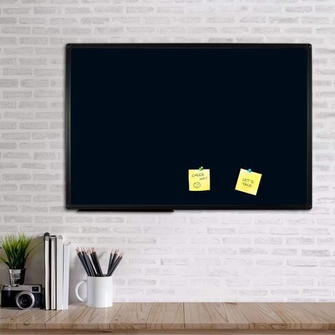 JILoffice Magnetic Black Chalkboard/Black Board 36 x 24 Inch, Black Aluminum Frame Board with Marker Tray for Office Home and School, Best Choice for Note and Art in Saudi Arabia