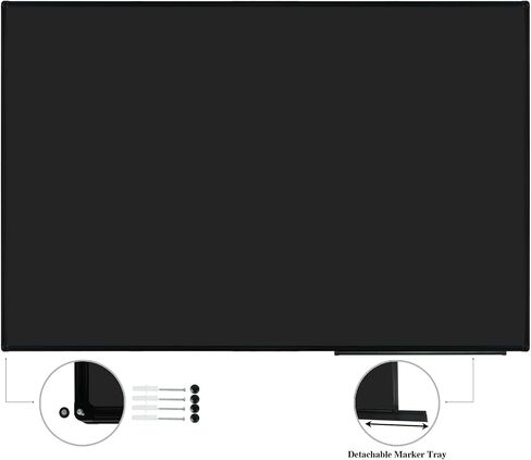 JILoffice Magnetic Black Chalkboard/Black Board 36 x 24 Inch, Black Aluminum Frame Board with Marker Tray for Office Home and School, Best Choice for Note and Art in Saudi Arabia