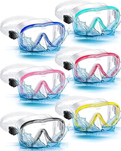 LEIFIDE 6 Pack Adult Snorkel Swim Mask Bulk Diving Mask Swim Goggles Silicone Anti Fog Swimming Goggles with Nose Cover Wide View Tempered Glass Dive Mask Anti Leak Pool Goggles for Youth Man Woman in Saudi Arabia