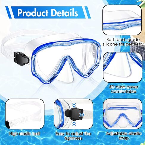 LEIFIDE 6 Pack Adult Snorkel Swim Mask Bulk Diving Mask Swim Goggles Silicone Anti Fog Swimming Goggles with Nose Cover Wide View Tempered Glass Dive Mask Anti Leak Pool Goggles for Youth Man Woman in Saudi Arabia
