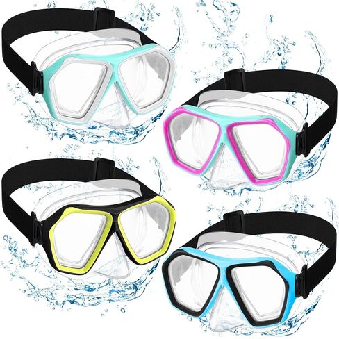Fabbay 4 قطع نظارات السباحة للشباب البالغين مع غطاء للأنف وحزام مطاطي مضاد للضباب ومقاوم للماء وقناع سباحة للغوص ذو رؤية واسعة in Saudi Arabia