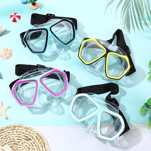 Fabbay 4 قطع نظارات السباحة للشباب البالغين مع غطاء للأنف وحزام مطاطي مضاد للضباب ومقاوم للماء وقناع سباحة للغوص ذو رؤية واسعة in Saudi Arabia