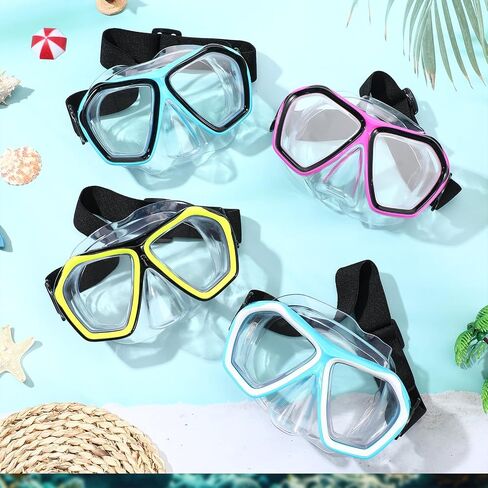 Fabbay 4 قطع نظارات السباحة للشباب البالغين مع غطاء للأنف وحزام مطاطي مضاد للضباب ومقاوم للماء وقناع سباحة للغوص ذو رؤية واسعة in Saudi Arabia