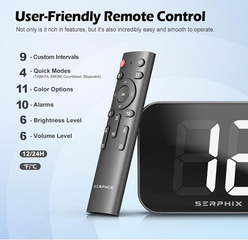 مؤقت الصالة الرياضية مقاس 15.2 بوصة مع 11 لونًا LED، تنبيه العد التنازلي الصوتي، تمرين الفاصل الزمني، تاباتا، EMOM، العد التنازلي، ساعة التوقف، ساعة حائط رقمية لصالة الألعاب الرياضية المنزلية، المرآب والفصول الدراسية in Kuwait