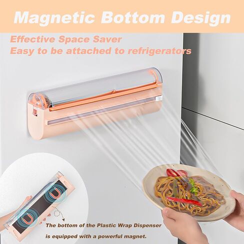 موزع غلاف بلاستيكي مغناطيسي 2 في 1 من COFICINA مع قاطع، موزع تغليف ملتصق بطبقة مزدوجة للحفاظ على رقائق الألومنيوم من القصدير الملتصق معًا، موزع رقائق معدنية وبلاستيكية مع قاطع منزلق in Kuwait