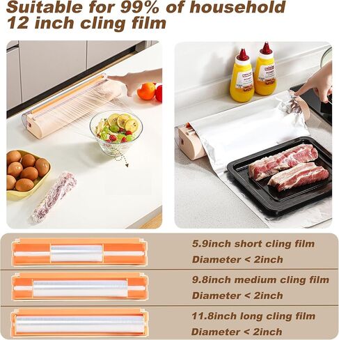 موزع غلاف بلاستيكي مغناطيسي 2 في 1 من COFICINA مع قاطع، موزع تغليف ملتصق بطبقة مزدوجة للحفاظ على رقائق الألومنيوم من القصدير الملتصق معًا، موزع رقائق معدنية وبلاستيكية مع قاطع منزلق in Kuwait