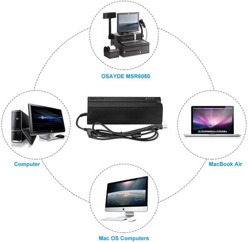 IT OSAYDE 605U Magnetic Card Reader, 3 Tracks Writer Encoder Scanner, Free Software to Install, Easily Use for Credit Card, Debit Card, Gift Card All Magnetic Swipe Card in Kuwait
