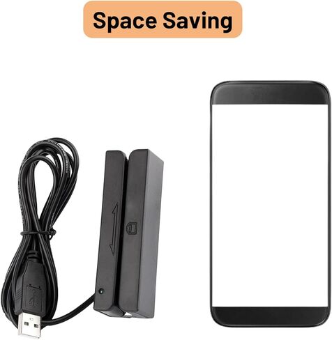 Zeroone قارئ بطاقات الائتمان، قارئ بطاقات الشريط المغناطيسي Msr90 USB 3 مسارات POS نظام بطاقة الائتمان أمين الصندوق ميني ماج قارئ السرعة Swiper in Kuwait