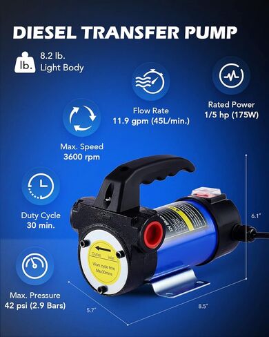 Orion Motor Tech Diesel Transfer Pump, 12 Volt Fuel Pump with Nozzle Hoses for Diesel, Kerosene, Machine, Transformer Oil, Self Priming DC Electric Kit in Kuwait