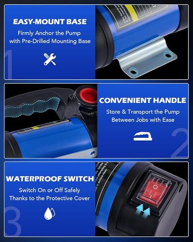 Orion Motor Tech Diesel Transfer Pump, 12 Volt Fuel Pump with Nozzle Hoses for Diesel, Kerosene, Machine, Transformer Oil, Self Priming DC Electric Kit in Kuwait