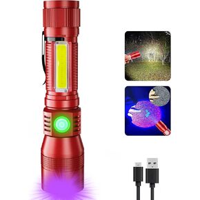 UV Flashlight Black Light, 3-in-1 Magnetic Flashlight Rechargeable, High Lumen Tactical LED Flashlight, 7 Modes Waterproof UV Light for Camping Emergencies Pet Urine Detection in Saudi Arabia